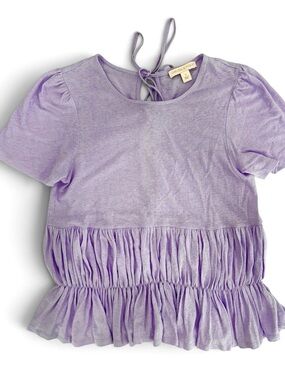 Chelsea & Violet Linen Lavender Ruffle Top